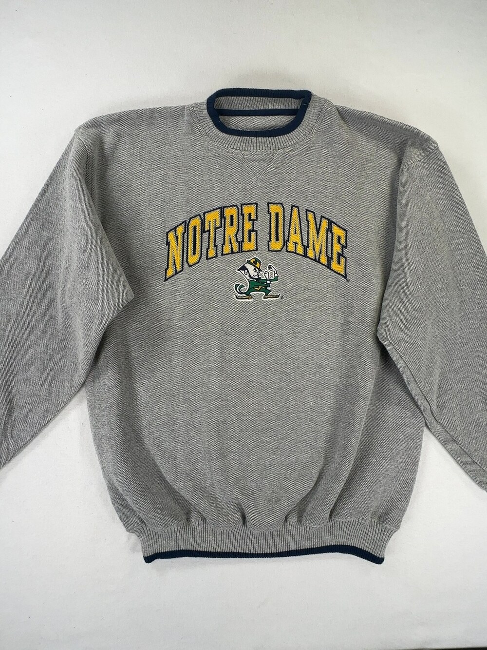 Logo Athletic Notre Dame Fighting Irish Crewneck Heather Gray Navy Size XL